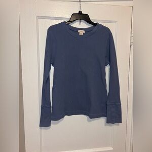 Sundance Thermal Waffle Top Women's XL Velvet Button Trim Cuff Periwinkle Blue